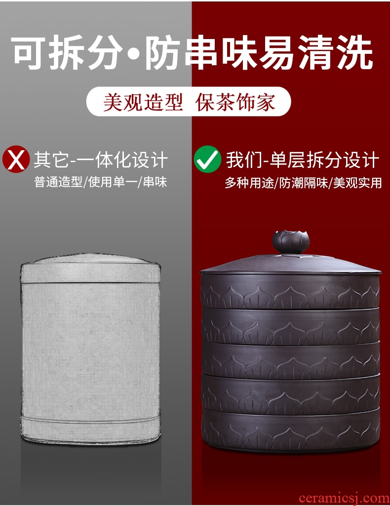 Auspicious industry purple large tea cake can wake receives ceramic black and white pu 'er tea cake tea accessories caddy