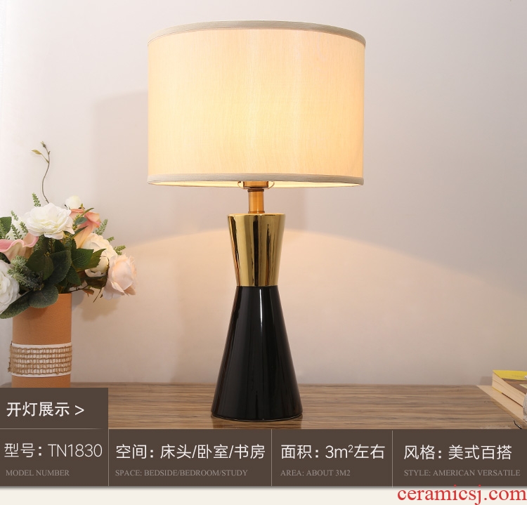 American fashion ceramic desk lamp of bedroom the head of a bed European modern creative sitting room lamps and lanterns of study of household contracted warmth
