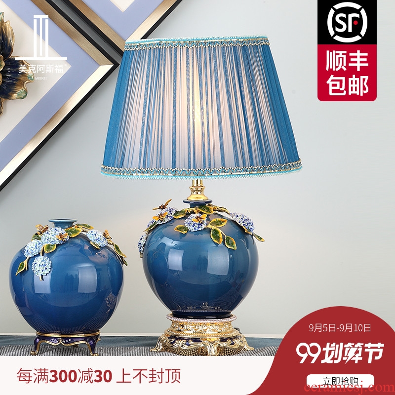 New Chinese style colored enamel porcelain lamp type luxurious sitting room lamps and lanterns of bedroom the head of a bed creative villa lighting