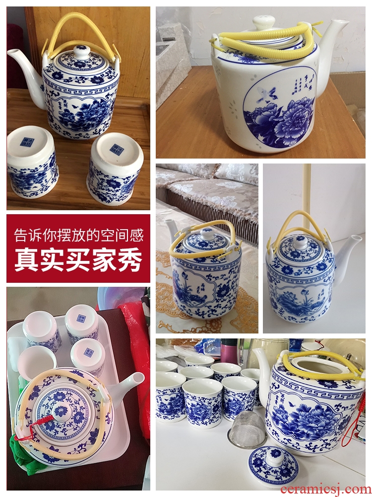 Jingdezhen blue and white porcelain ceramics teapot large capacity cold cold water glass kettle household single pot teapot