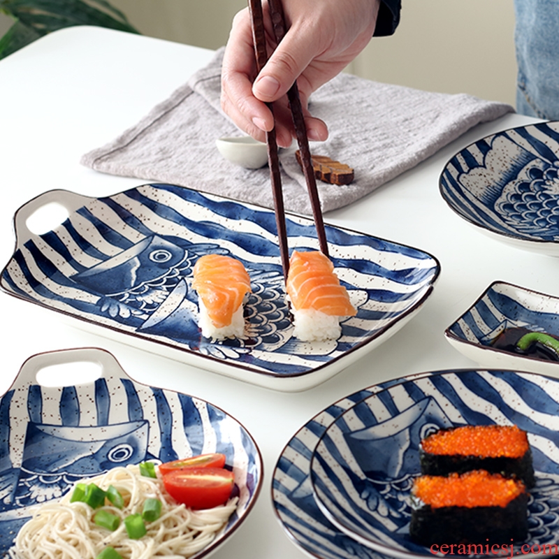 Ceramic bowl home 0 to restore ancient ways the Japanese fish of plate under the jingdezhen ceramic glaze color all the hand-painted tableware