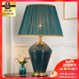 European-style bedroom nightstand lamp simple modern creative American warm warm light household light luxury ceramic lamps and lanterns