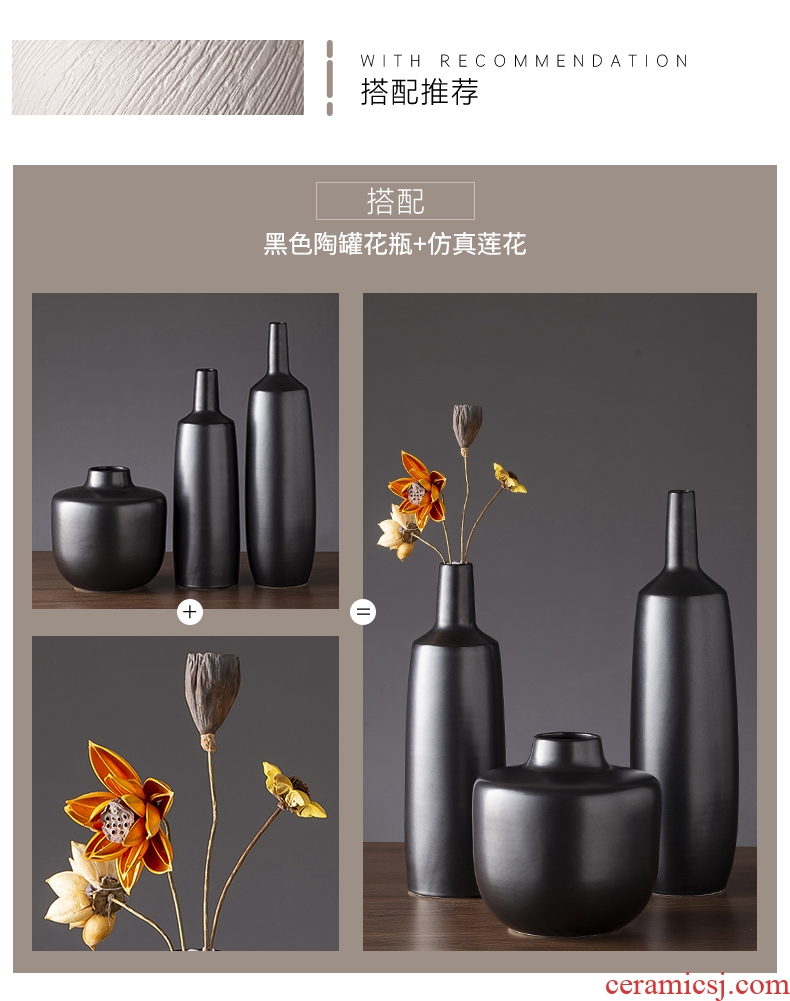 The new 2019 jingdezhen ceramic vases, contemporary and contracted black zen pure manual pull PI sitting room art furnishing articles