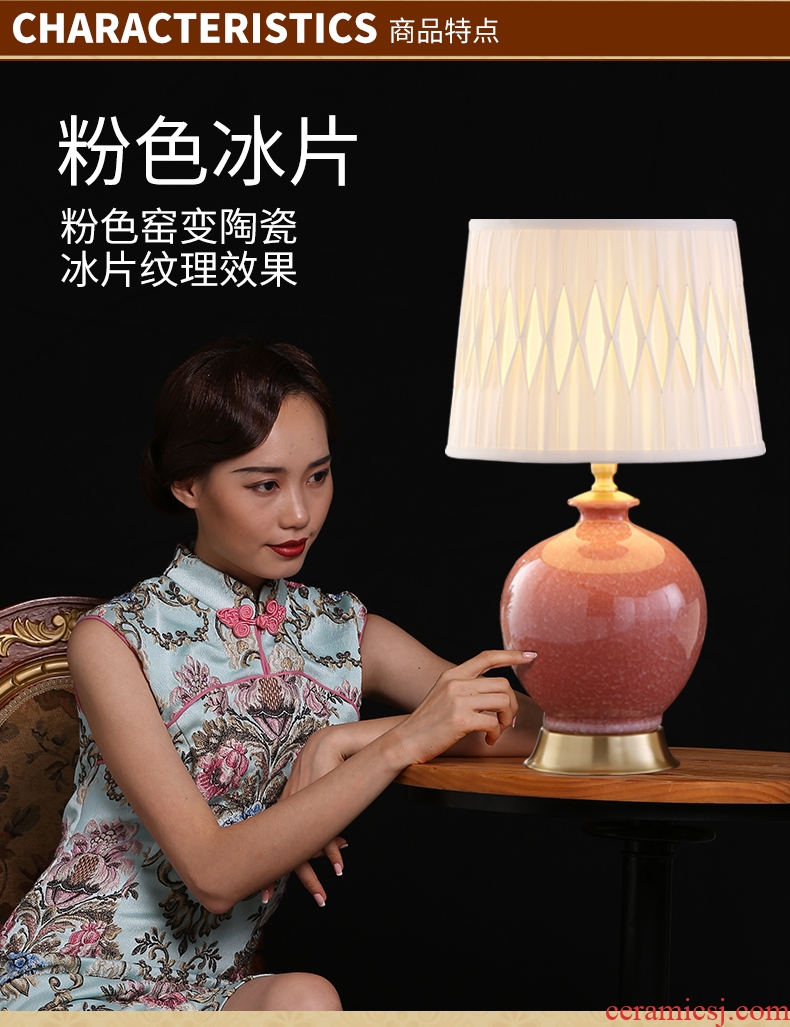 American children princess room pink ceramic desk lamp married marriage room berth lamp red sweet bedroom whole copper small lights