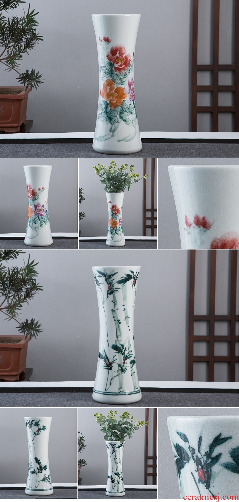 Jingdezhen hand-painted ceramic vase now rising furnishing articles sitting room ground hydroponic lucky bamboo flower arrangement craft ornaments