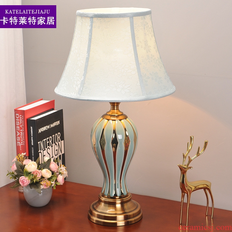 American bedroom lamp contracted individuality creative household berth lamp ceramic light luxury marriage room sitting room adornment lamps and lanterns