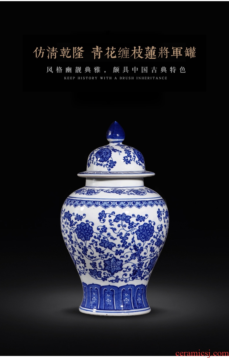 Blue and white porcelain vase general antique blue and white porcelain jar of jingdezhen ceramics youligong storage jar with cover bottle furnishing articles