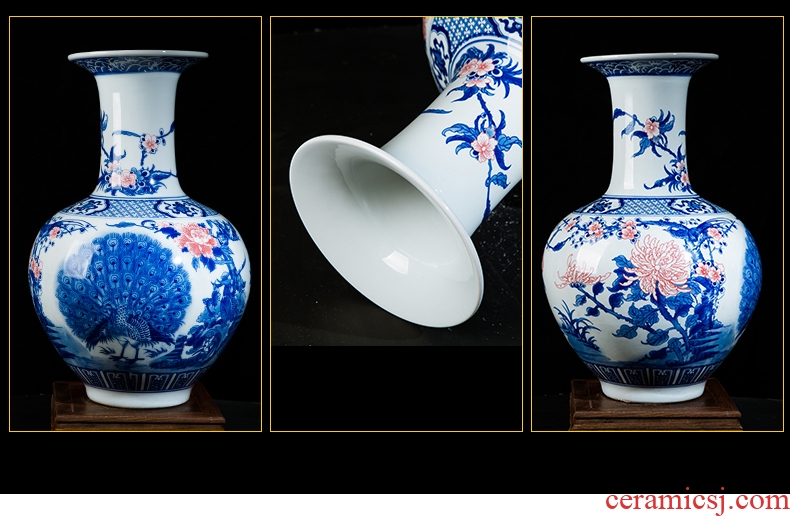 Antique vase of jingdezhen ceramics blue and white porcelain vase imitation antique Ming and qing dynasties of large vases, decorative furnishing articles