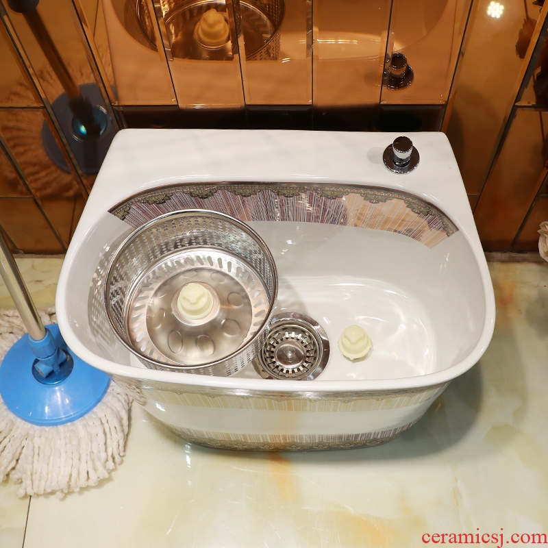 Gold cellnique wash mop pool balcony toilet ceramic dual drive kitchen sink basin mop pool mop pool