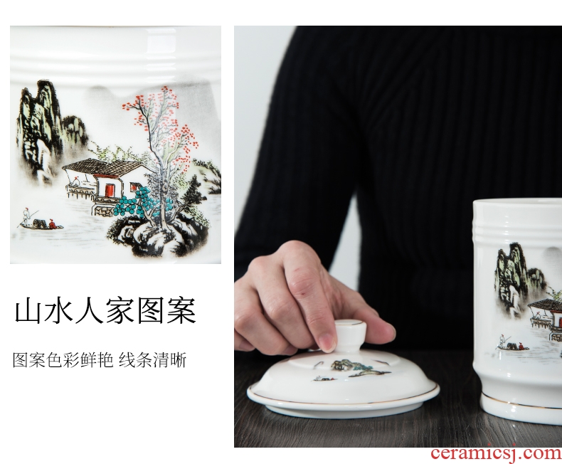 Jingdezhen bone porcelain ceramic cups with cover large capacity of tea cup home office cup boss cup overlord cup
