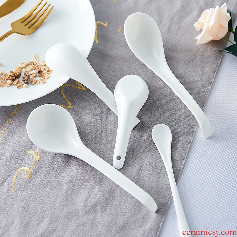 Jingdezhen fine Korean pure white bone porcelain scoop son home small spoon spoon creative ceramic dinner spoon spoon