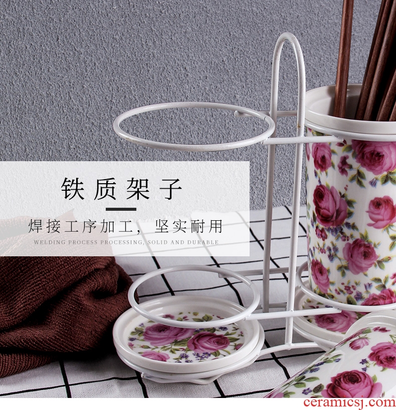 Binocular/box of bamboo chopsticks tube/cage mouldproof waterlogging caused by excessive rainfall rack shelf Korean creative ceramic kitchen supplies