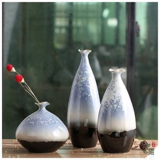 Art show European Mediterranean modern jingdezhen ceramic color glaze vase three-piece sitting room place ornament
