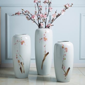 Jingdezhen ceramic vases, flower arrangement sitting room ground large dried flowers white ceramic porcelain ornaments porch decoration