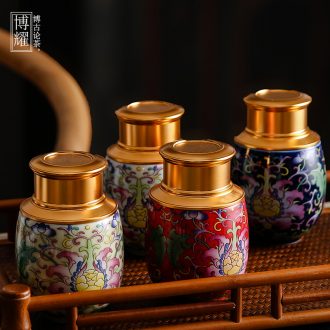 Bo yiu colored enamel porcelain tea pot small travel portable small tea warehouse sealed cans and tea POTS of tea warehouse
