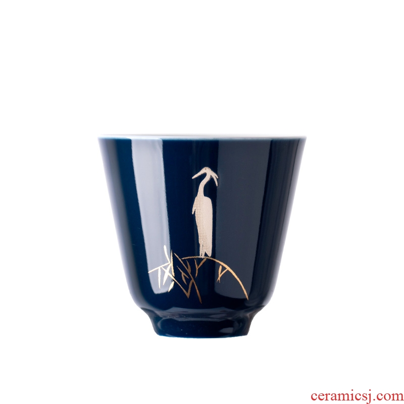 Glaze egrets sample tea cup ceramic cups suit household kung fu tea tea cup master cup, small bowl