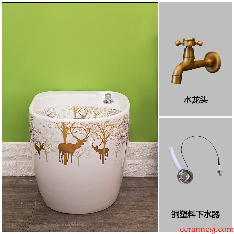 Spring rain ceramic art automatic contracted and fashionable household water wash mop mop pool pool toilet basin of the balcony
