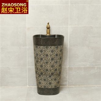 Ceramic basin of rib pillar elliptical floor toilet lavabo Chinese style restoring ancient ways pillar outside of the basin that wash a face