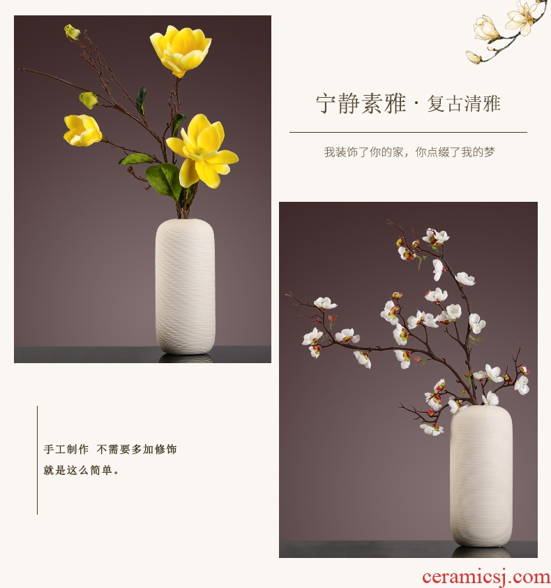 Contemporary and contracted sitting room table ceramic vase furnishing articles european-style flower arranging dried flower flower implement household soft adornment in the living room