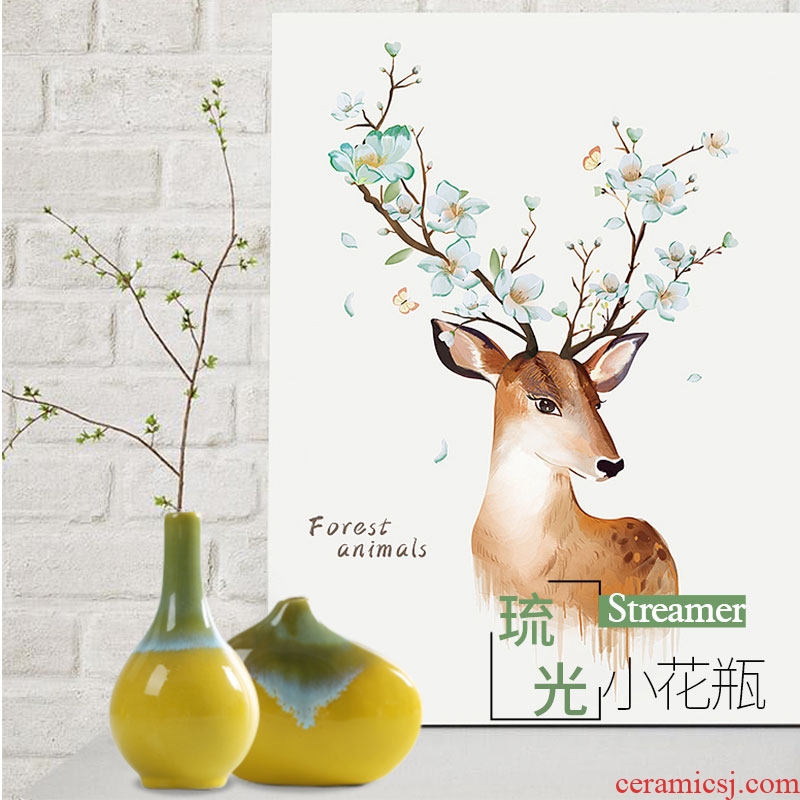 Jingdezhen ceramics sitting room small and pure and fresh flower vase contracted Nordic table bedroom adornment is placed by hand