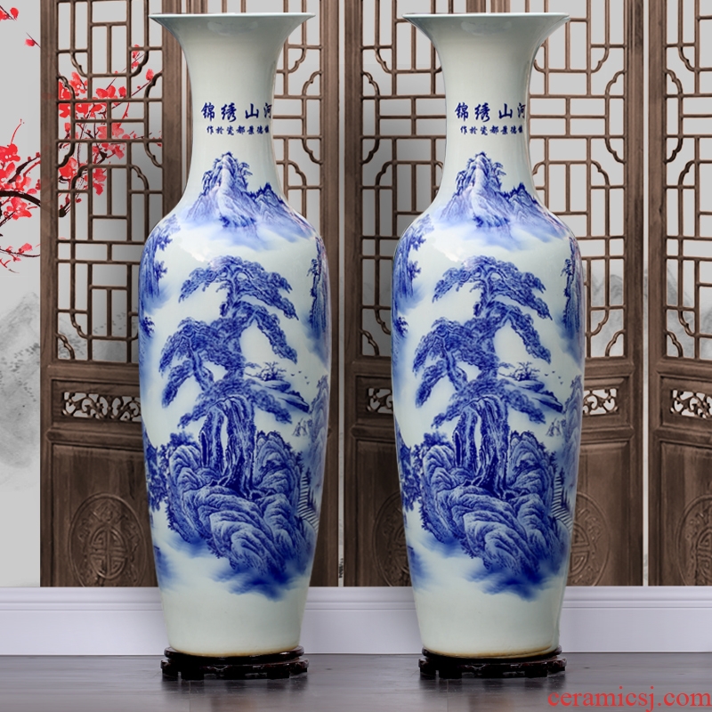 Chinese blue and white porcelain of jingdezhen ceramics sitting room of large hotel opening large vases, decorative gifts furnishing articles