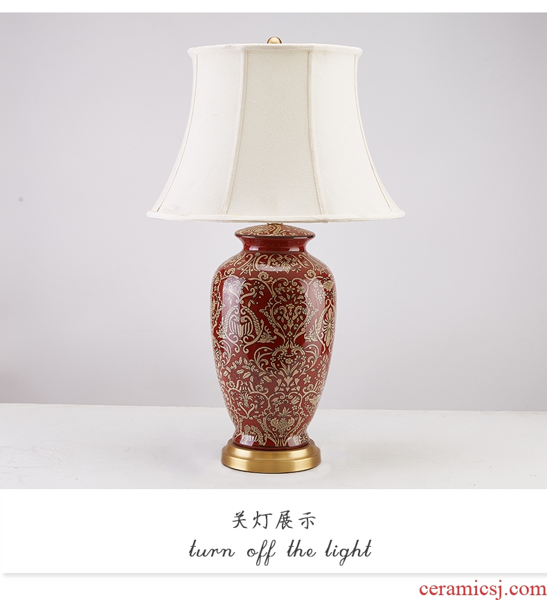 New Chinese style living room bedroom berth lamp between classical european-style villas American example all the copper ceramic lamp