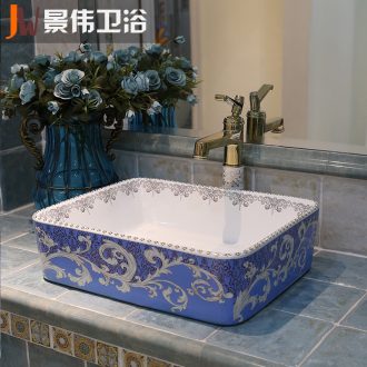 JingWei jingdezhen ceramic sanitary ware art basin sink basin is the basin that wash a face European stage basin square
