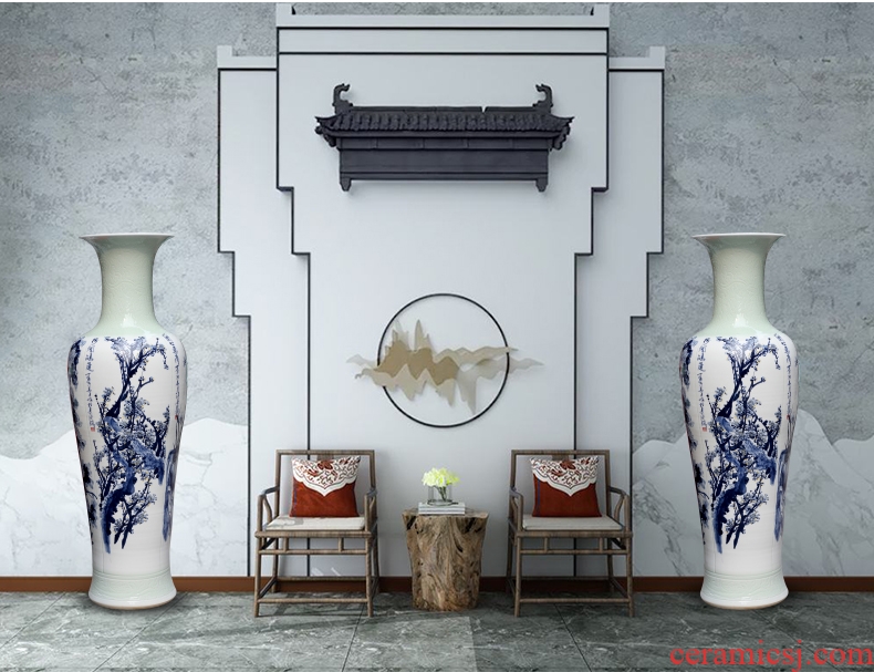 Jingdezhen ceramics big vase chrysanthemum patterns opened new Chinese style villa hotel, sitting room decorate floor furnishing articles