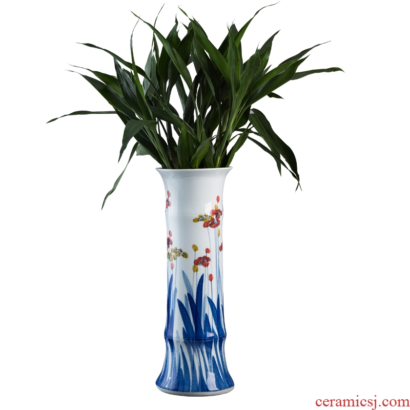 Jingdezhen hand-painted ceramic vase now rising furnishing articles sitting room ground hydroponic lucky bamboo flower arrangement craft ornaments