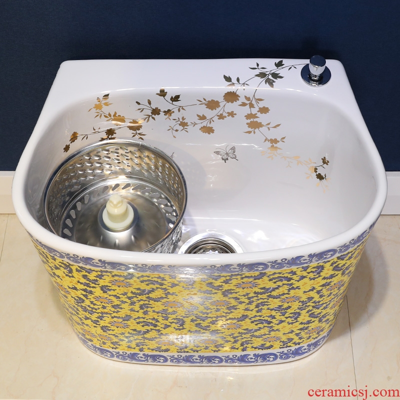 Million birds ceramic mop mop pool household balcony toilet small basket wash mop pool mop basin drop much money