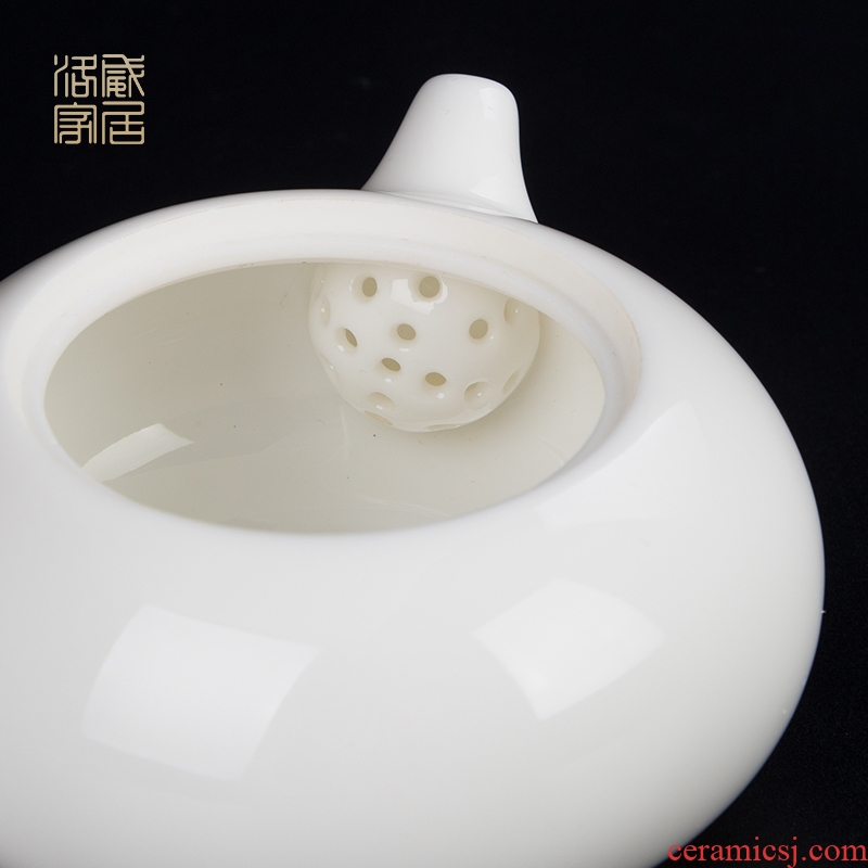 Jingdezhen ceramic kung fu tea set suet jade white porcelain pot of) tea tray side turn to tureen sample tea cup