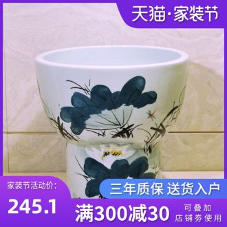 Package mail European contracted jingdezhen conjoined art basin - mop mop pool, mop pool & ndash; Hand painted lotus