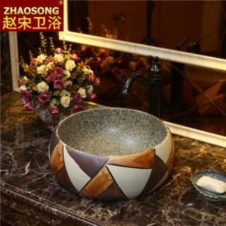 Basin of Chinese style of song dynasty on the sink in the Nordic square contracted household bathroom ceramic color wash basin