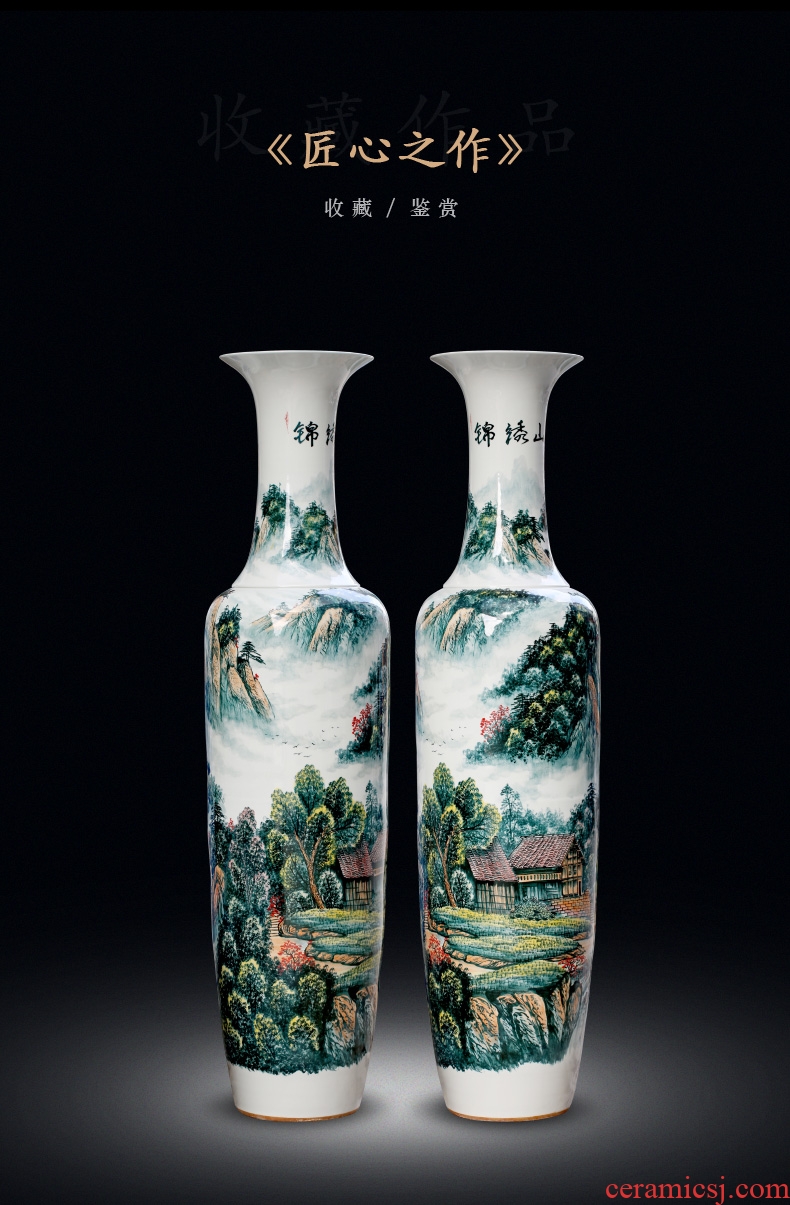 Jingdezhen ceramic hand-painted color kumsusan river vase home sitting room adornment shop floor furnishing articles