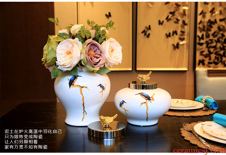 Bj creative home sitting room between example of new Chinese style restaurant decorations furnishing articles ceramic vase decoration storage tank