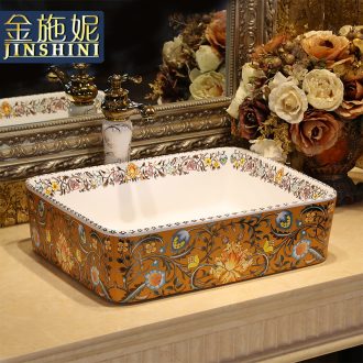 Gold cellnique ceramics stage basin rectangle lavatory washbasins European art basin bathroom sink
