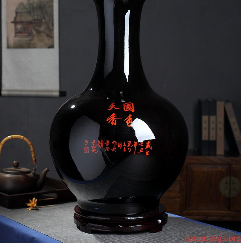 Furnishing articles of sitting room color glaze vase large landing jingdezhen ceramics flower arranging Chinese style household decorative arts and crafts