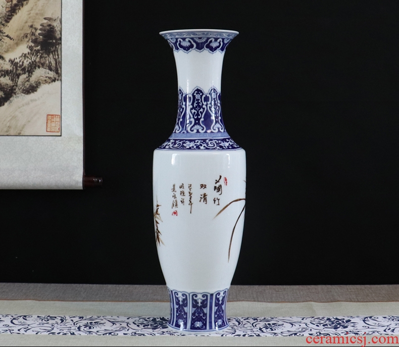 Be born blue and white porcelain vases, jingdezhen ceramics furnishing articles sitting room dry flower arranging flowers hand-painted decorative handicrafts