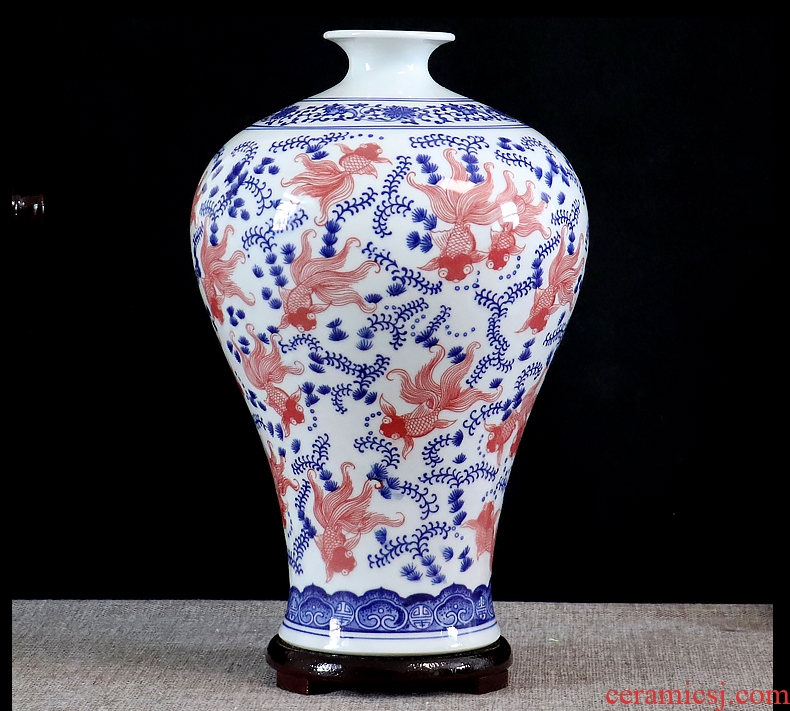 Youligong of blue and white porcelain vase furnishing articles flower arranging archaize sitting room adornment handicraft of jingdezhen ceramics general tank