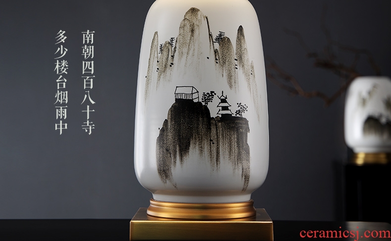 Large new Chinese style lamp ceramic decoration art Chinese wind landscape contracted sitting room porch study town house lamps and lanterns