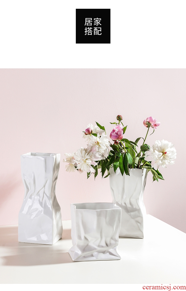 Stylist art ceramic origami folding vase Nordic vase is placed between example home decoration ideas