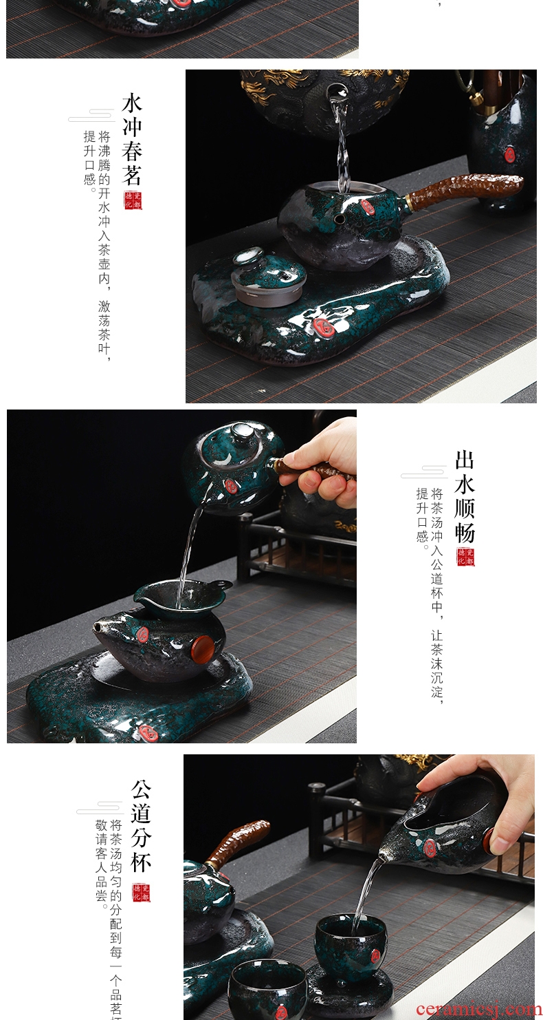 Recreational tea suit emerald temmoku home a whole set of jingdezhen ceramics office kung fu tea pot gift box
