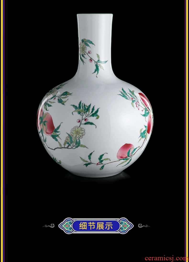 Better sealed kiln jingdezhen ceramic antique nine big vase pastel peach tree furnishing articles rich ancient frame decoration high model