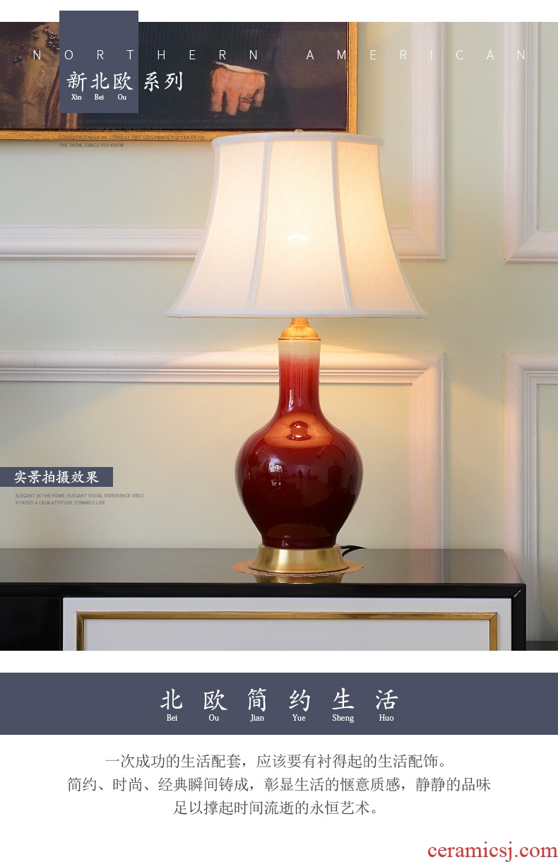 The Nordic ceramic desk lamp postmodern contracted chandeliers Jane the sitting room is the study of bedroom the head of a bed pastoral pure copper lamp