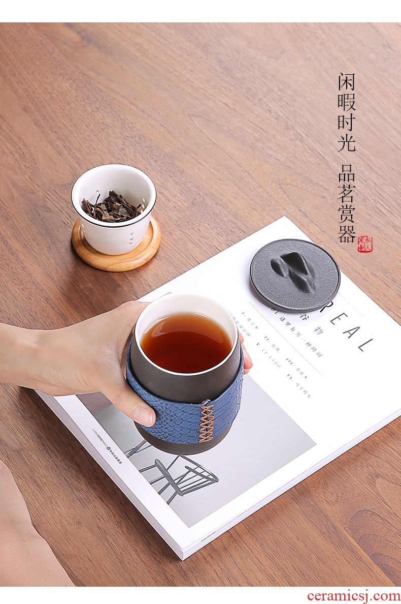 Japanese ceramic crack cup "bag type separation receive a home office travel outdoor tea sets tea tea cup