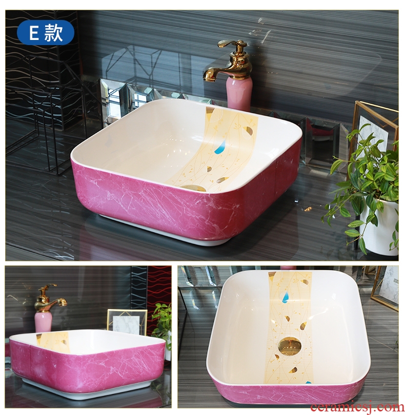 Basin of northern Europe on rectangular lavabo household the pool that wash a face wash basin pink marble balcony art ceramics