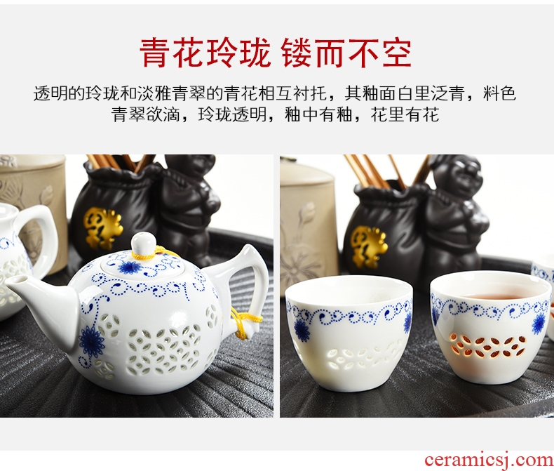 Japanese contracted household porcelain god purple sand tea set solid wood tea tray ceramic cups kung fu tea tea tea ceremony