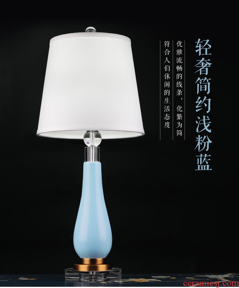 American light luxury copper lamp decoration ceramics art design all the sitting room is contemporary and contracted pure color bedroom lamps and lanterns of the head of a bed