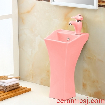 Ceramic lavabo lavatory kindergarten children color floor one-piece pillar basin children cartoon basin
