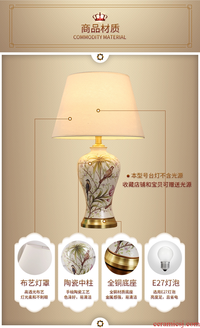 Desk lamp of bedroom the head of a bed lamp, contemporary and contracted creative new Chinese style living room warm and romantic home adjustable light ceramic lamp